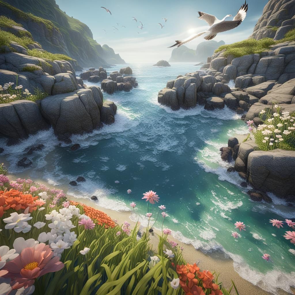 Secluded Cove: 3D Game Cinematic Scene