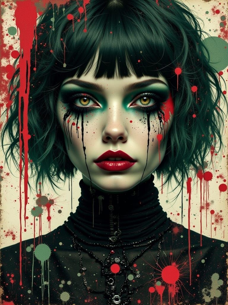 Gothic Abstract Portrait of a Melancholic Woman