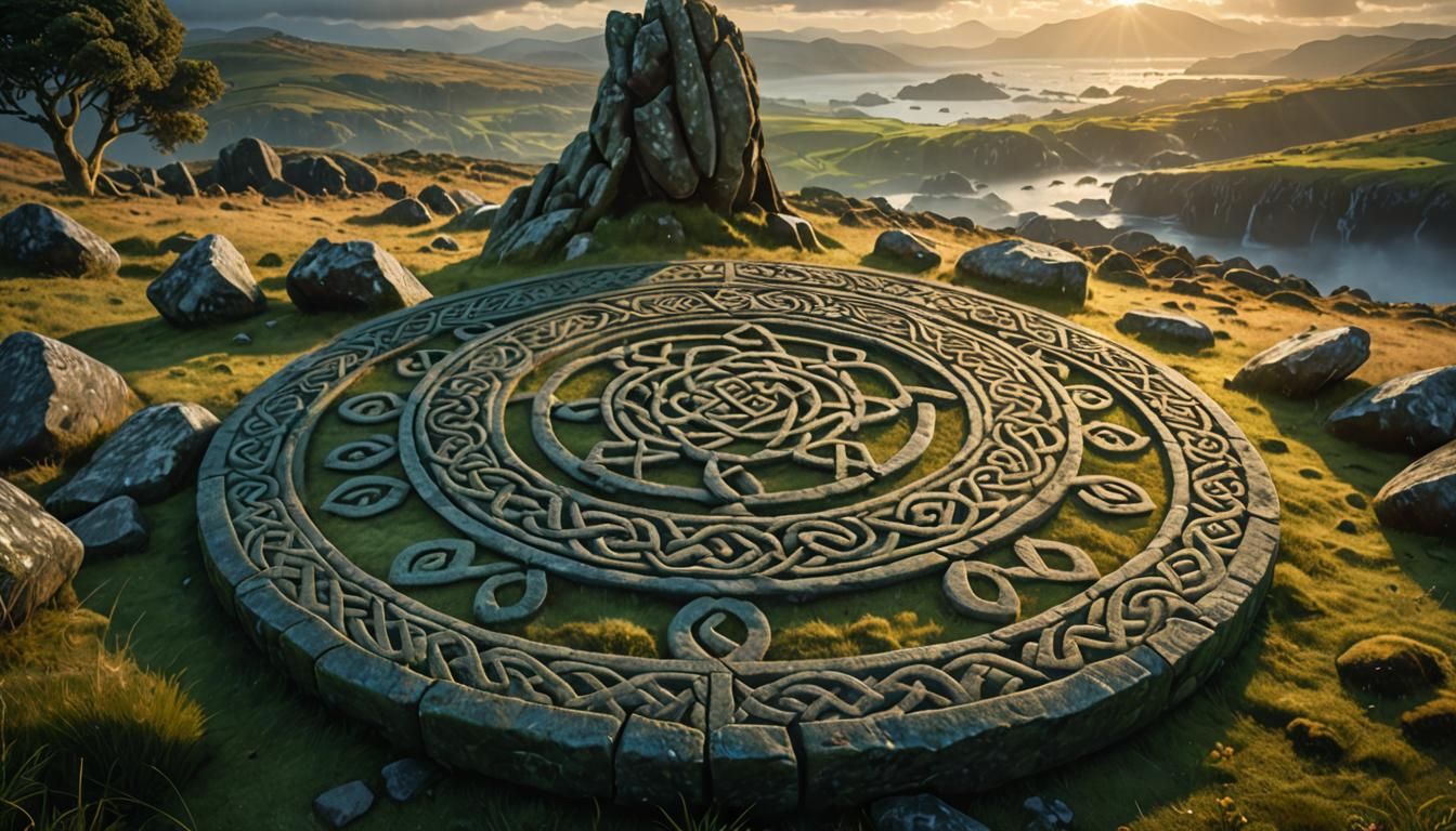 Mystical Celtic Stone Circle in Dramatic Landscape