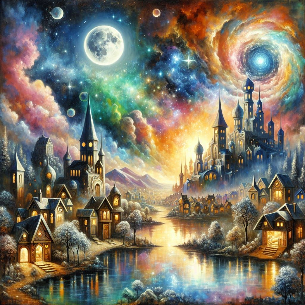 Whimsical World in Baroque-Inspired Landscape with Interstel...