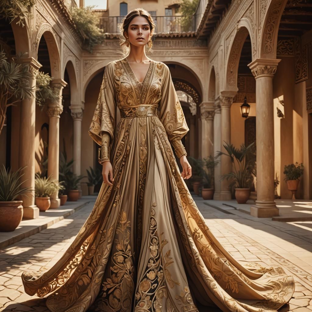 Carthaginian-Inspired Dress in Digital Fashion Illustration