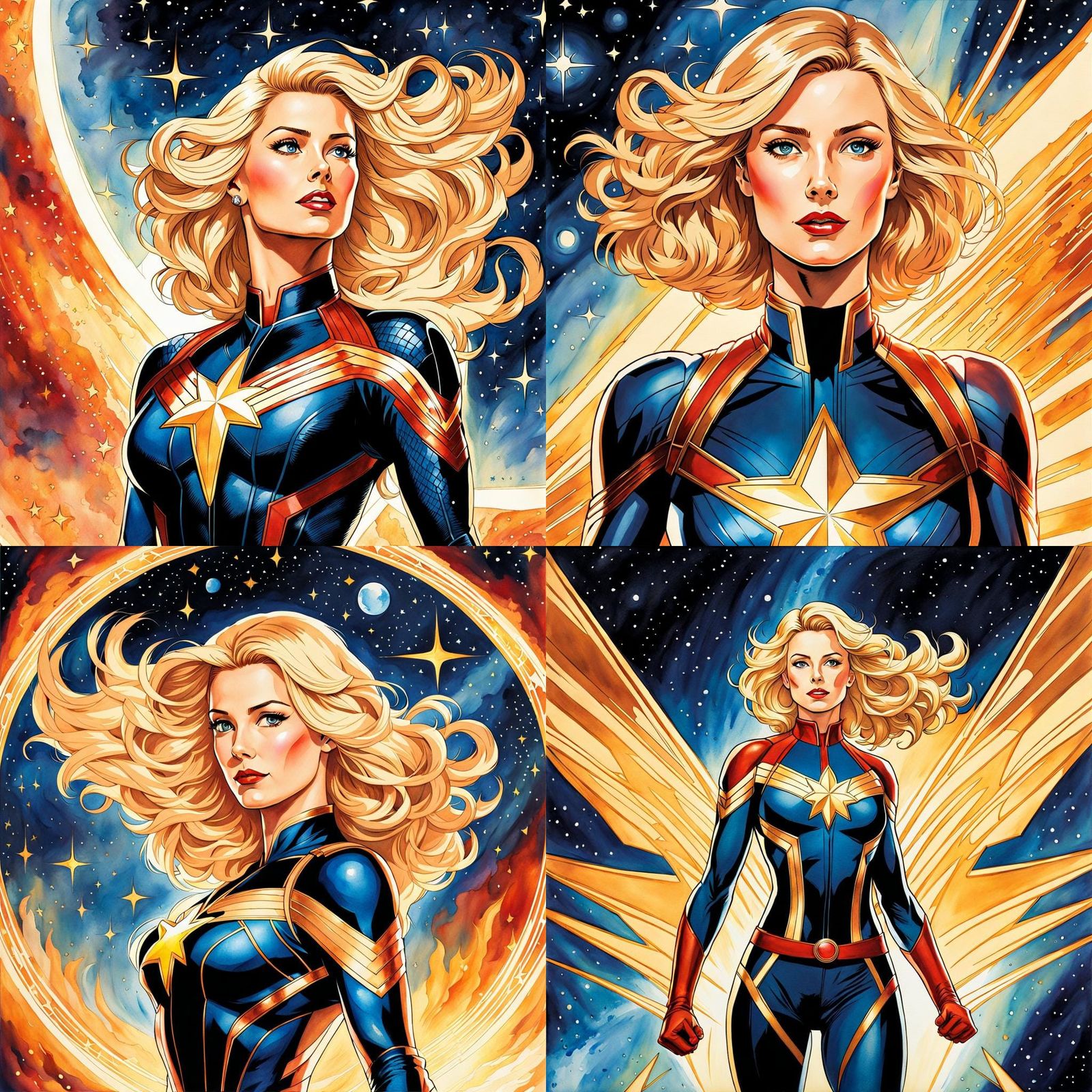 Carol Danvers Emerges from Sun in Art Nouveau Style