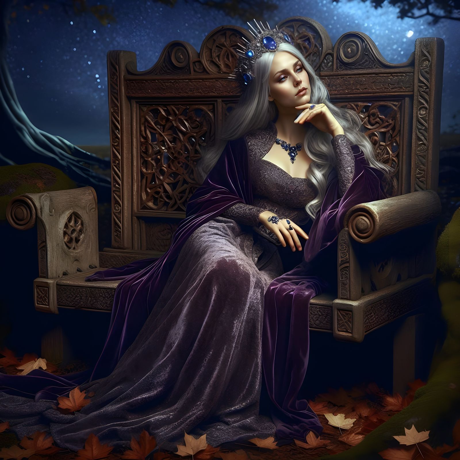 Norse Goddess of Prophecy in Velvet Violet Robe