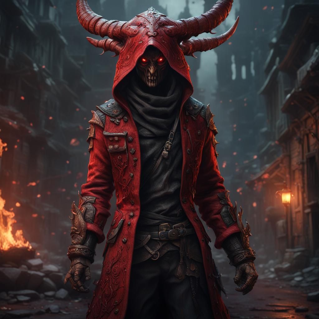 Demon-Human in Jacket: Detailed Matte Painting