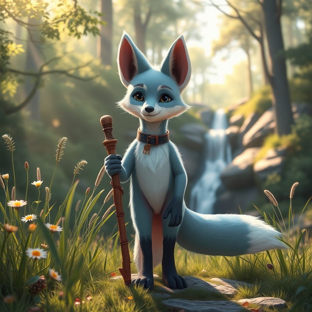 Pastel Fox in Enchanted Forest Clearing