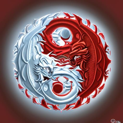 Yin Yang Dragons: Sparkling Digital Fine Art