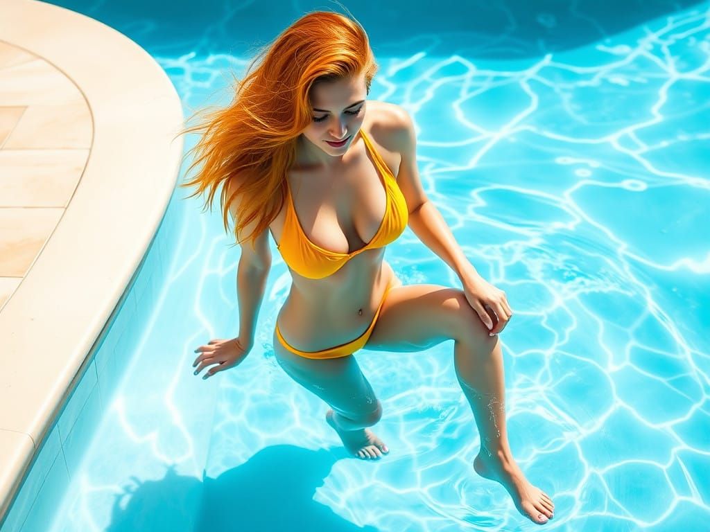 Sunkissed Beauty by the Pool in Vibrant Colors