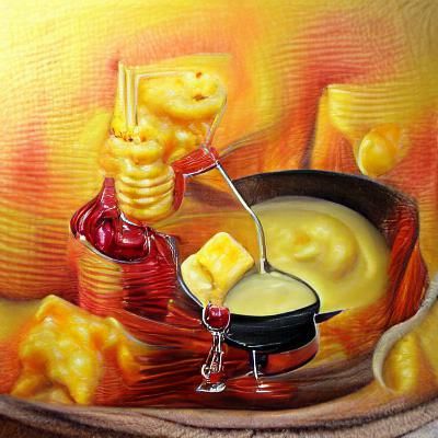 Cheese Fondue in Oil Painting Style