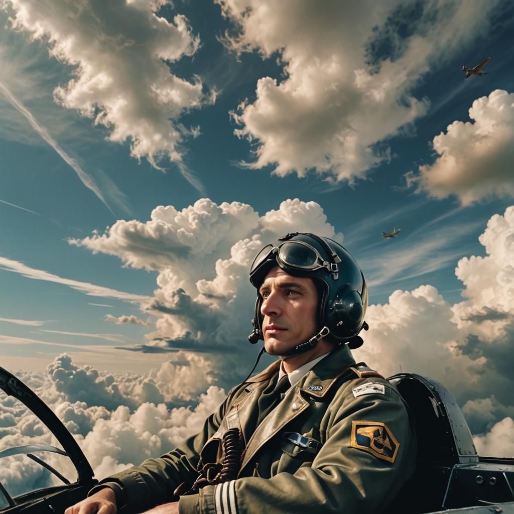 Surreal WWII Pilot in Pop Art Style