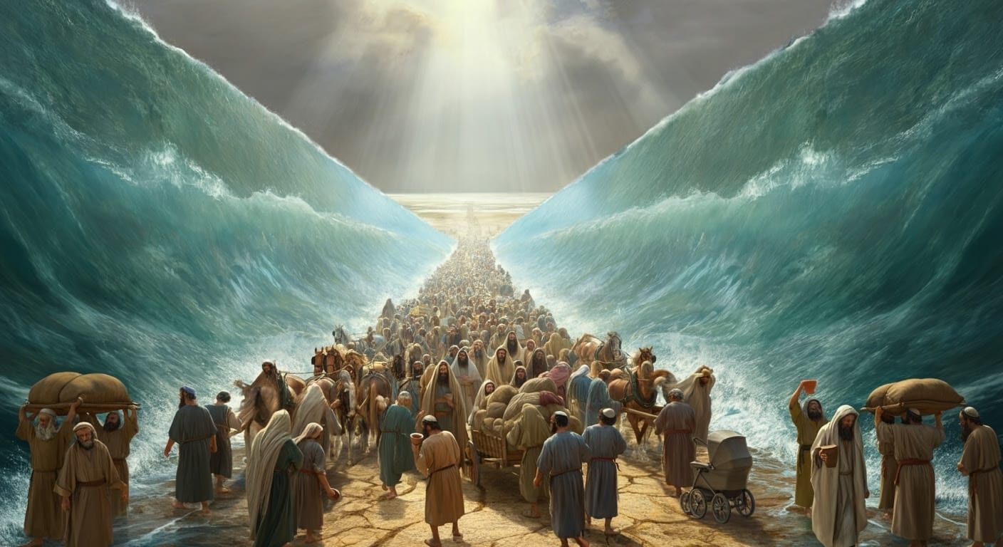 Moses Leads the Jewish People Across the Parting Sea