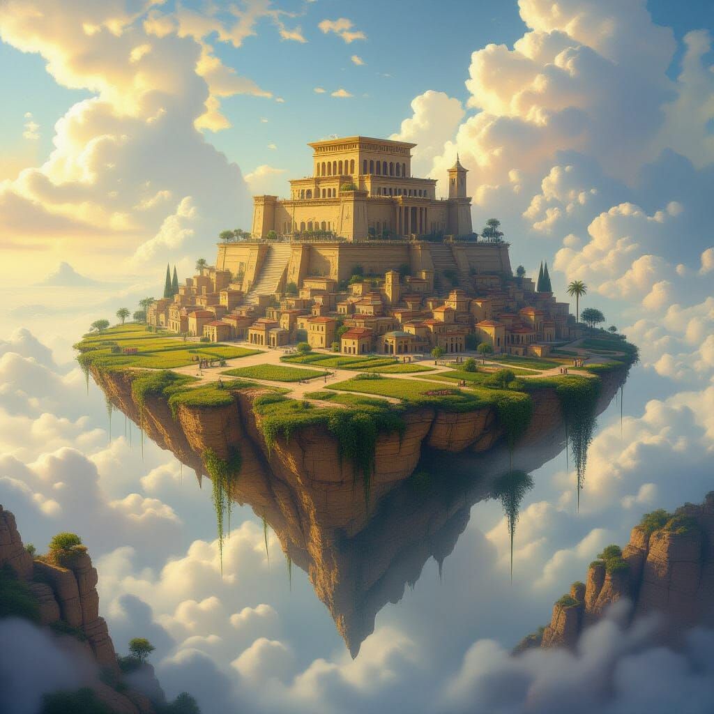 Ancient Babylonian Citadel on Floating Island