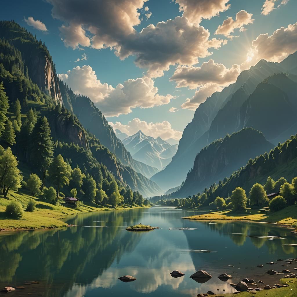Neelum Valley Serene Landscape in Digital Matte Painting