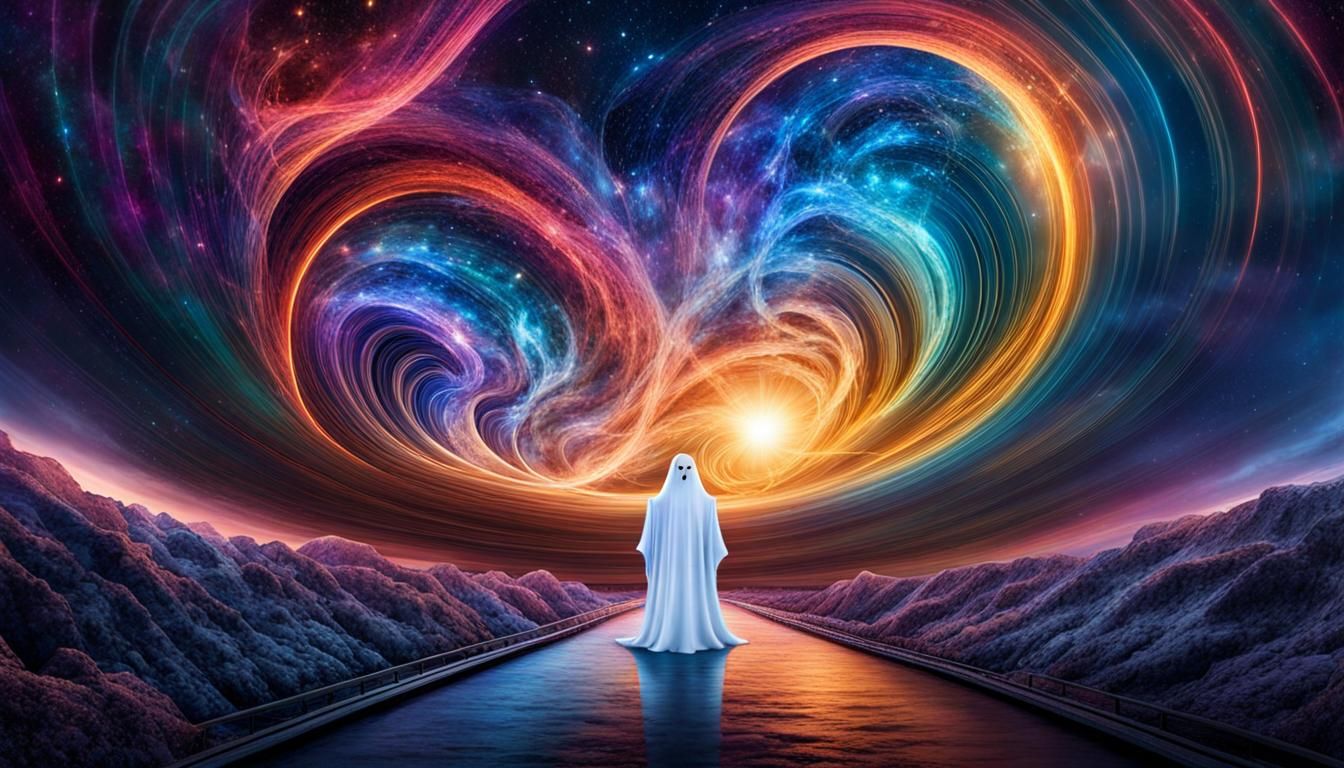 Surreal Spectral Figures in Dreamlike Landscape