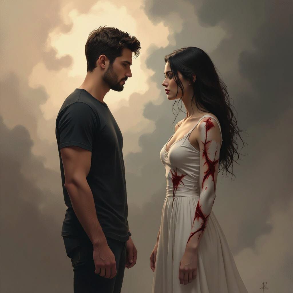 Scarred Figures in Dramatic Digital Matte Painting