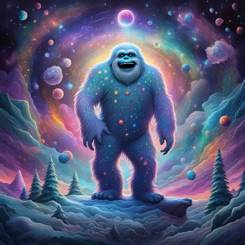 Abominable Snowman in Holographic Cosmic Illustration