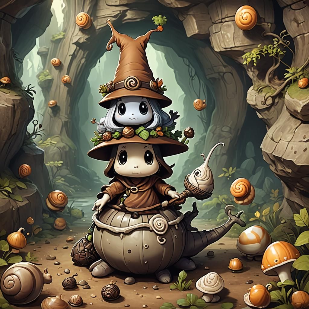 Chibi Snail Witch in Complex Cave