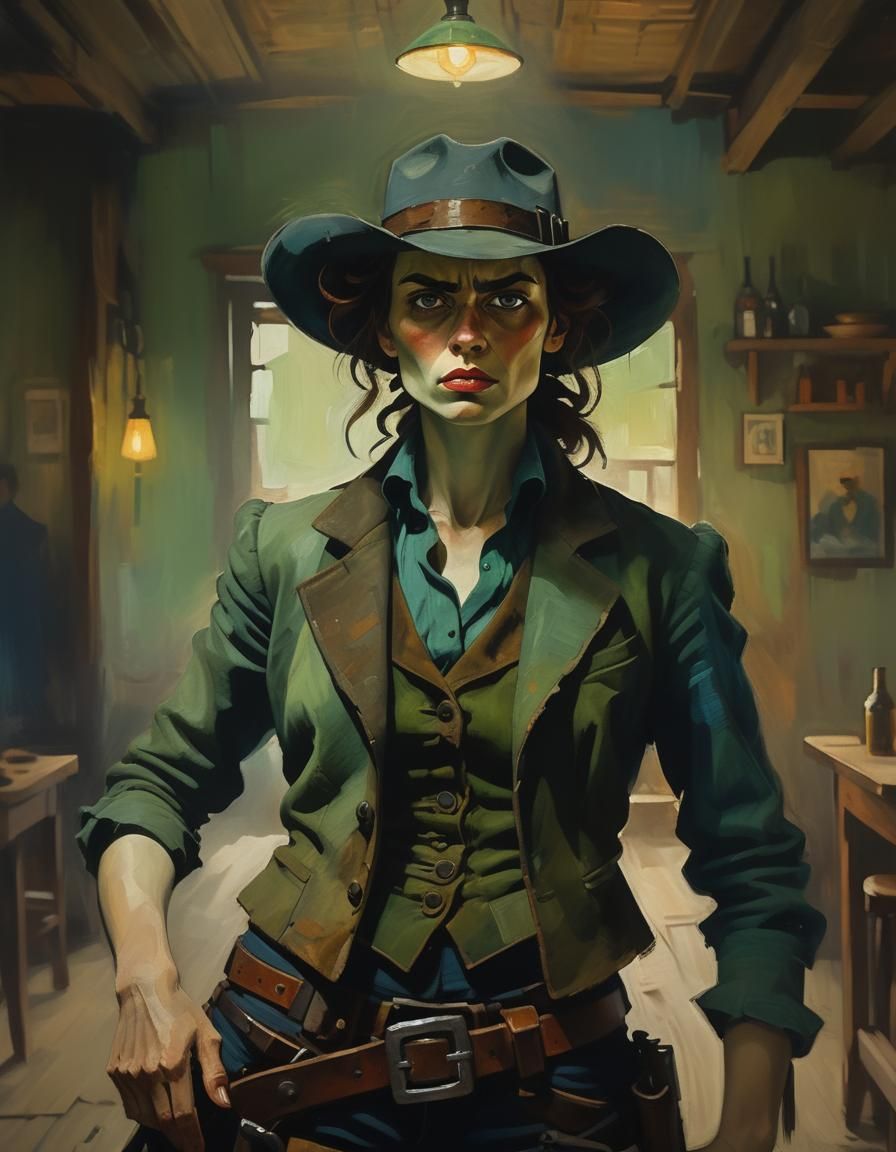 Gunslinger Portrait in Expressionist Style