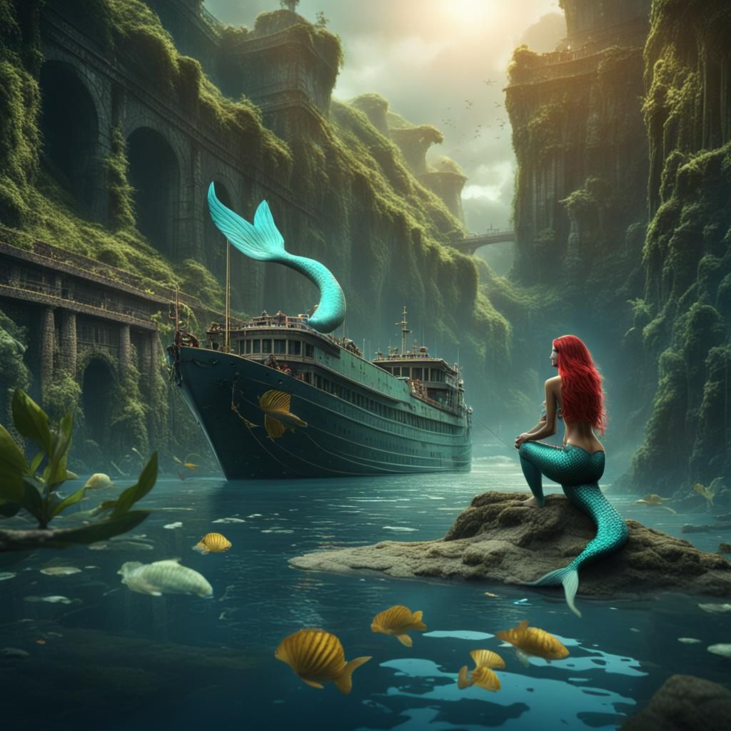 Mermaid in Panama Canal: Fantasy Concept Art