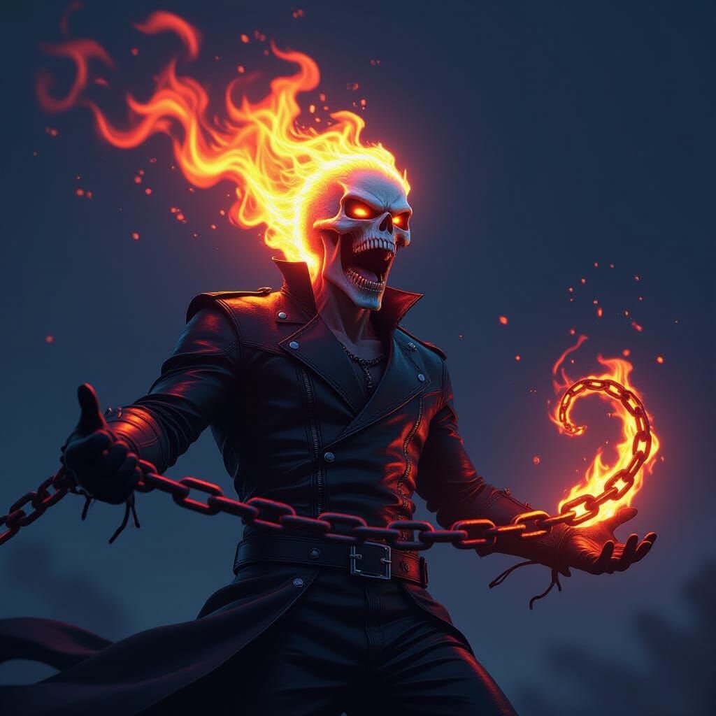 Ghost Rider Screaming Under Dynamic Lighting