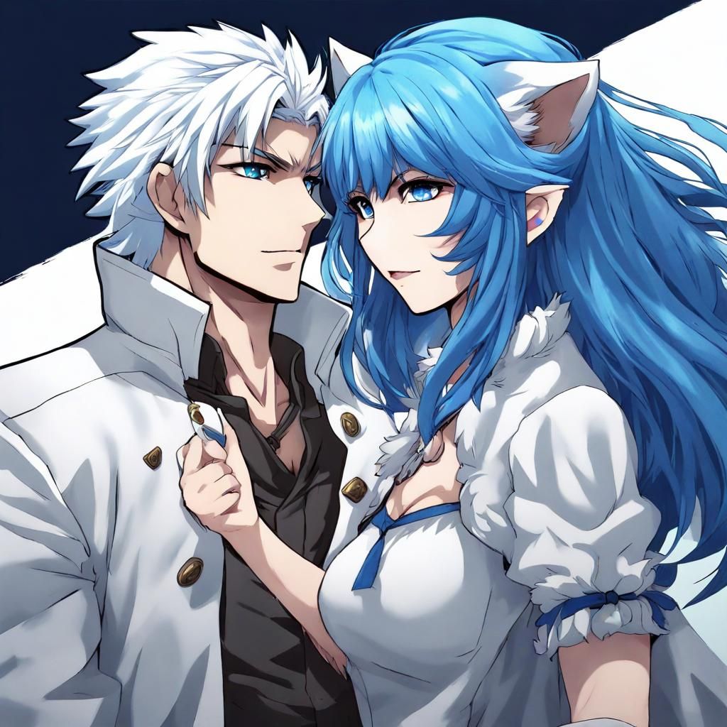 Anime Wolf Couple in Manga Style