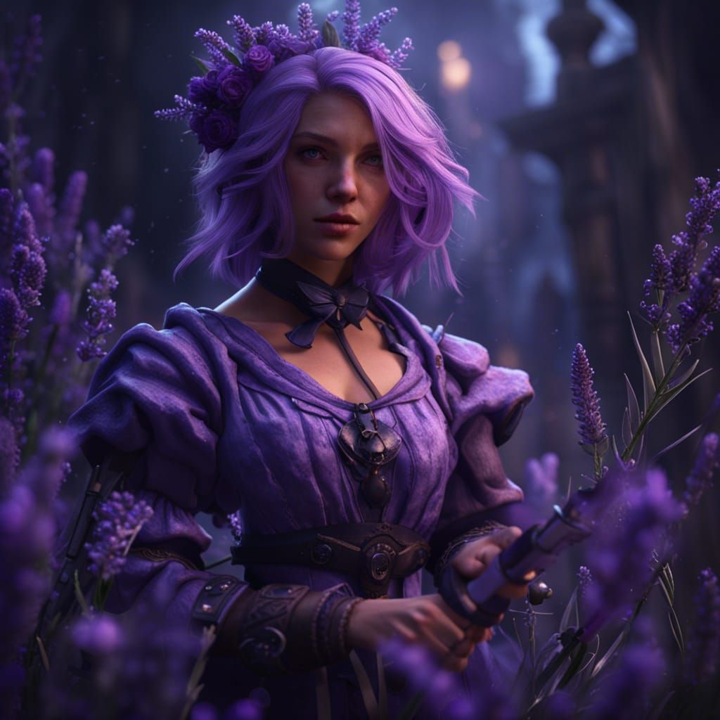 Lavender Girl in Dark Fantasy Art Style
