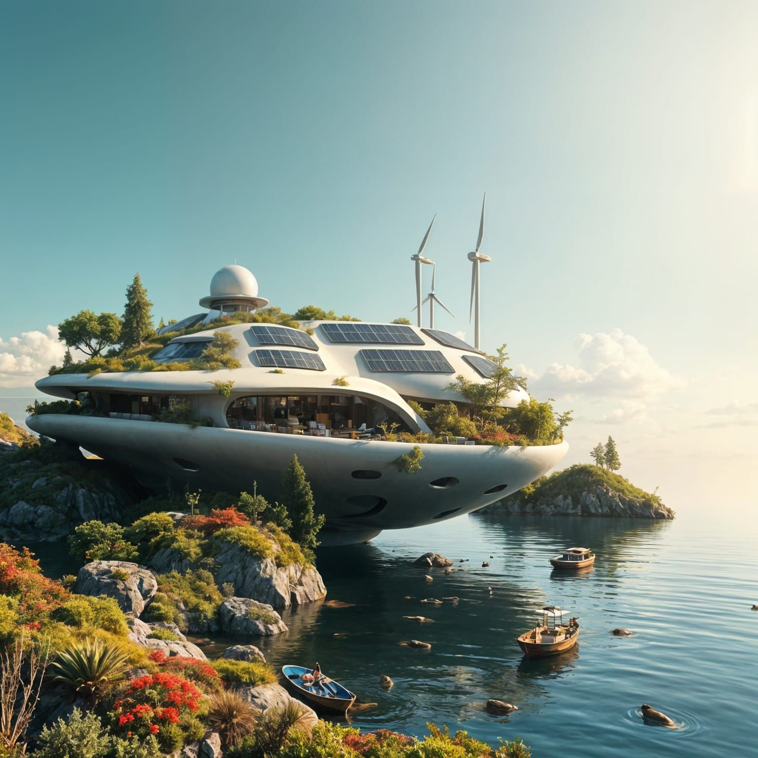 Eco-Friendly Floating City in a Sustainable Future