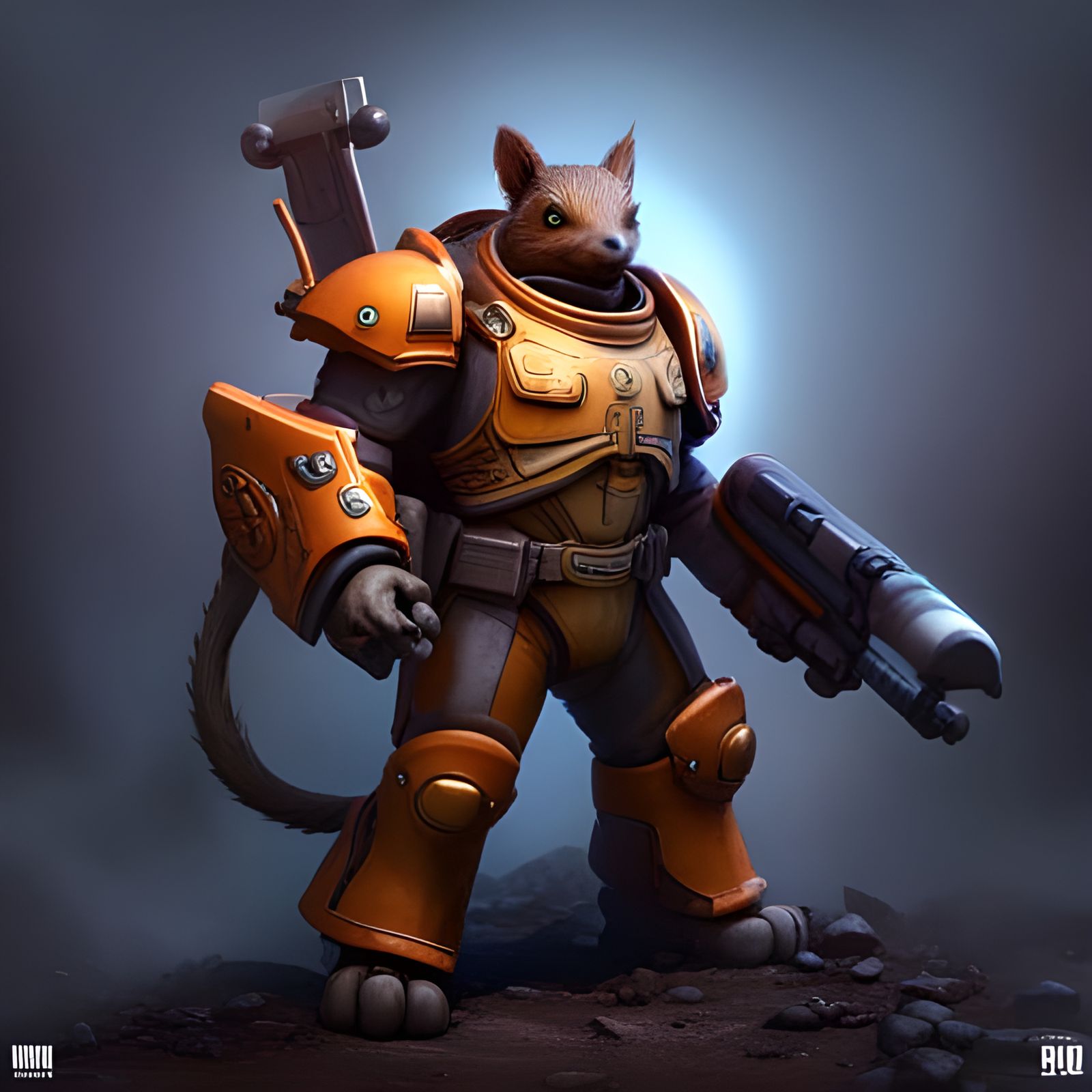 Squirrel Space Marine in 3D Game Style