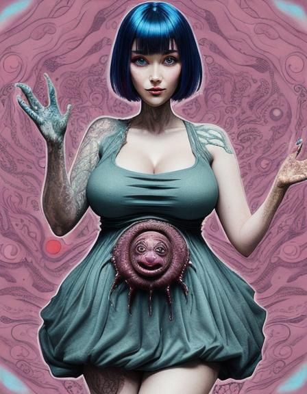 Biopunk Girl with Eldritch Living Dress