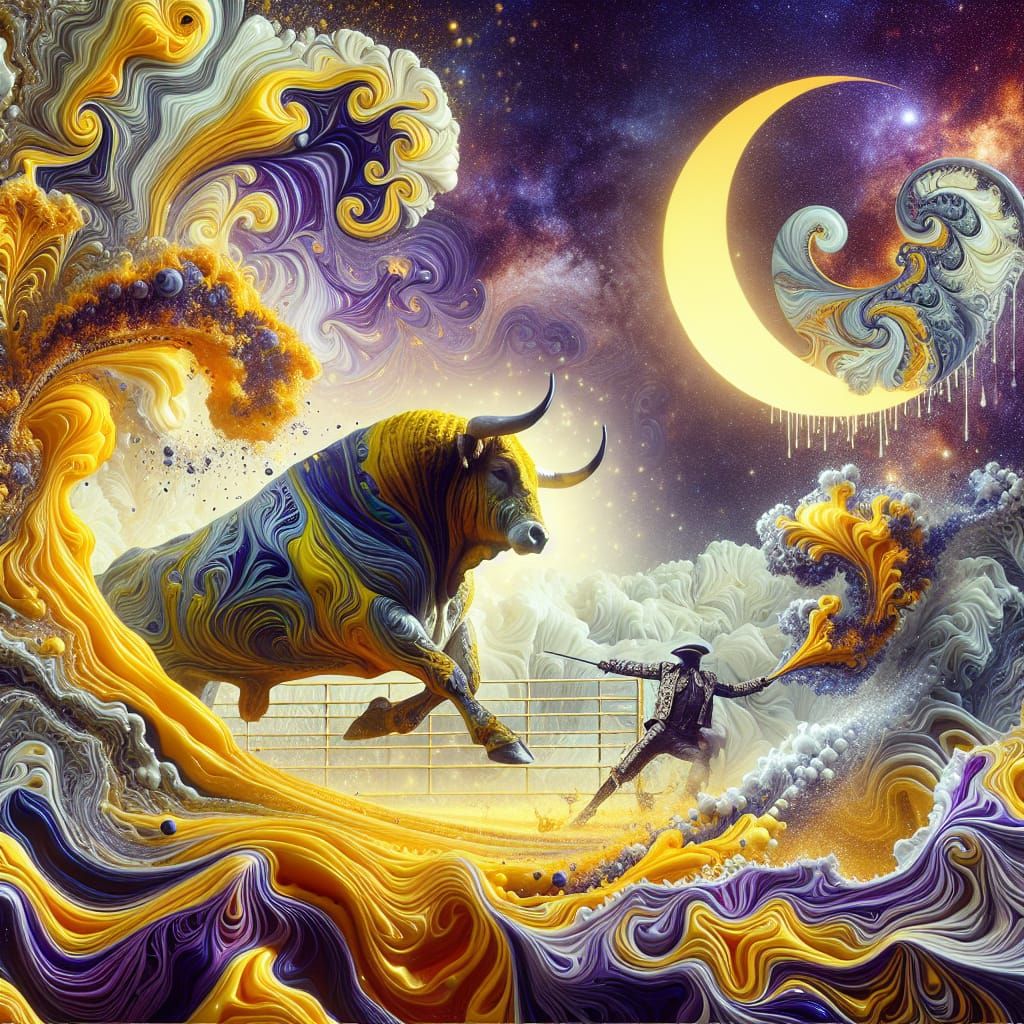 Ebru Bullfight: Golden Ratio in Vivid Colors