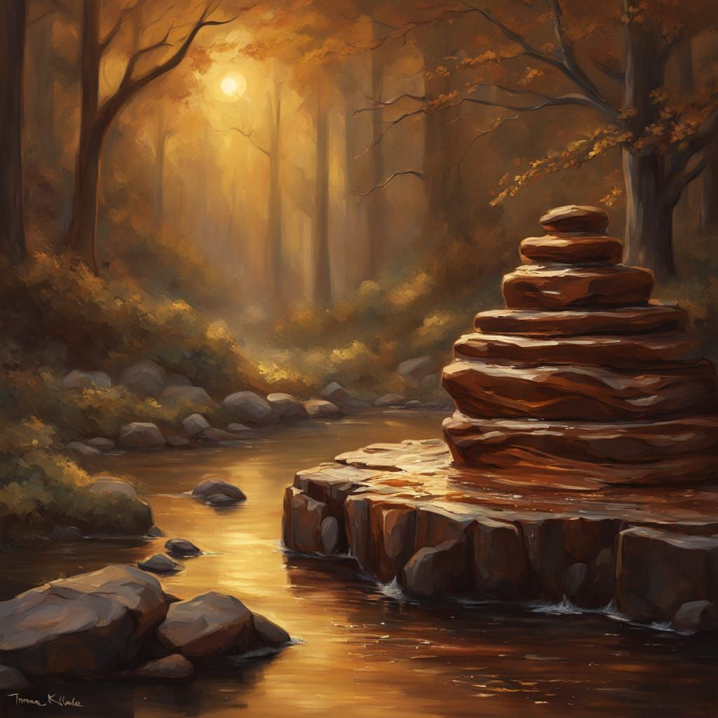 Melting Chocolate Sculpture in Golden Light