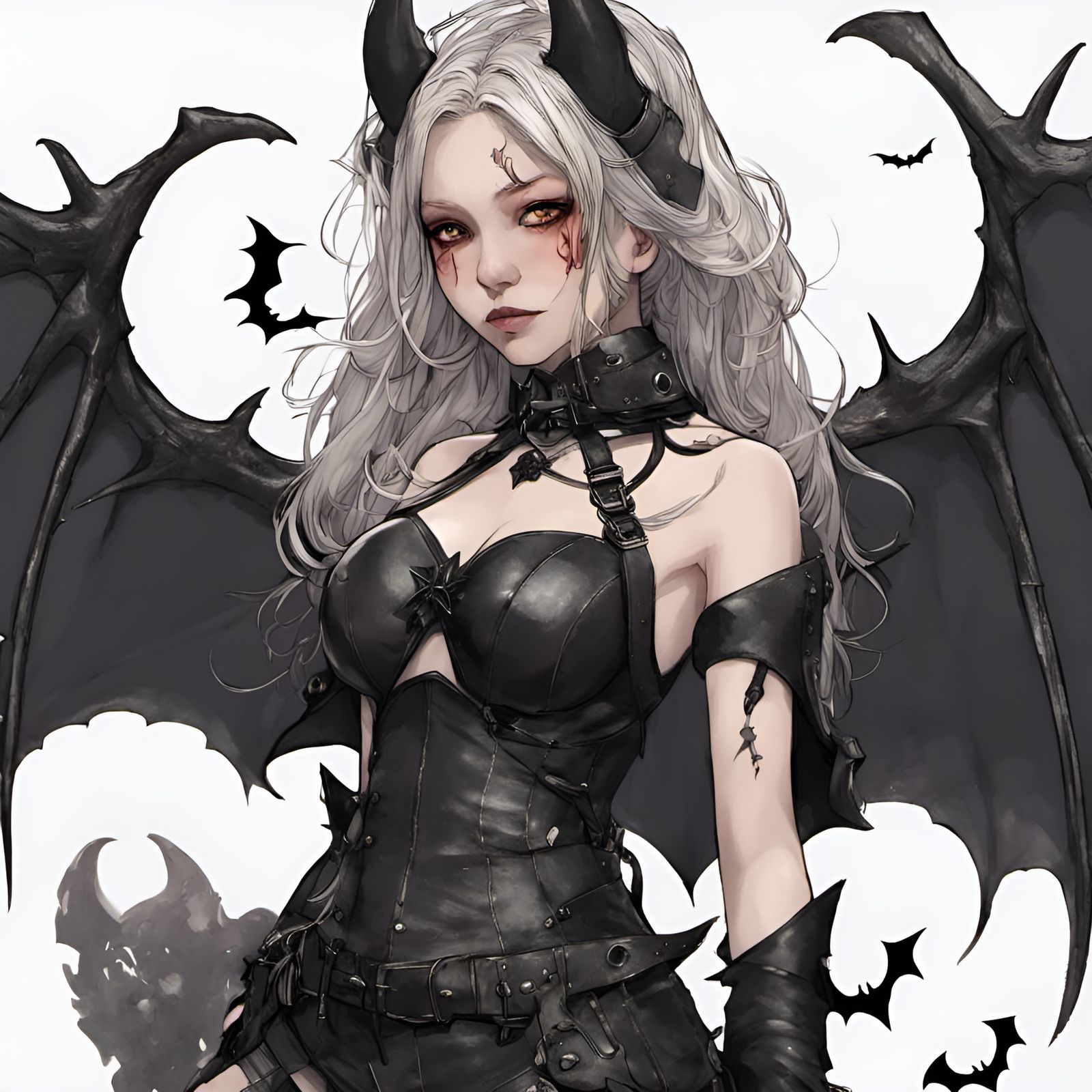 Demon Girl with Bat Wings in Manhwa Style