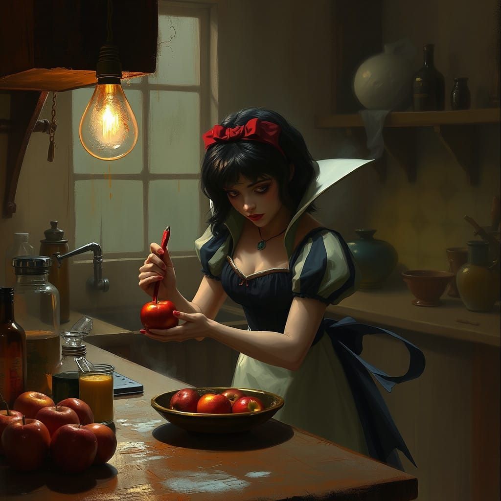 Dark Fairy Tale Still Life with Poisoned Apples in a Hauntin...