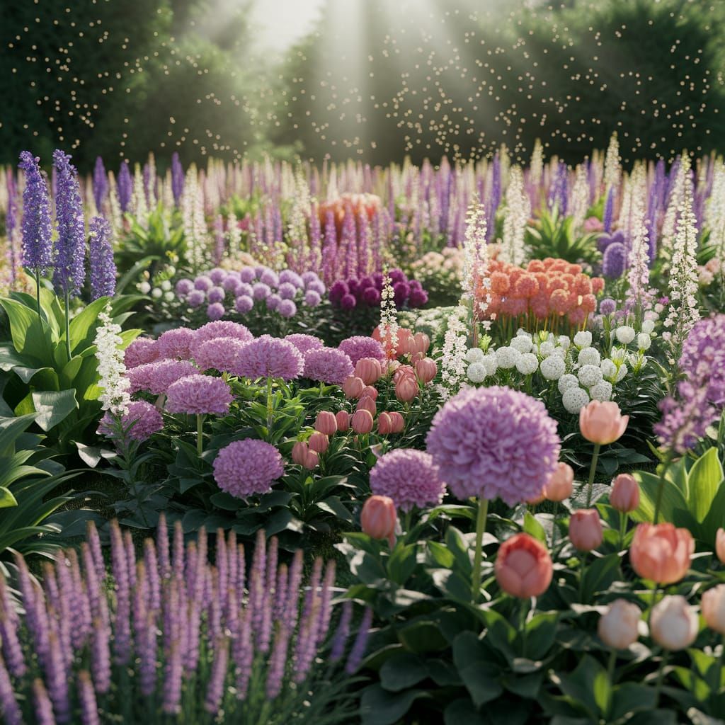 Vibrant Meadow Garden in Whimsical Watercolor Style