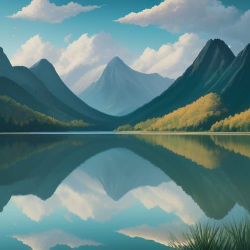 Surreal Oil Painting of a Majestic Valley Landscape