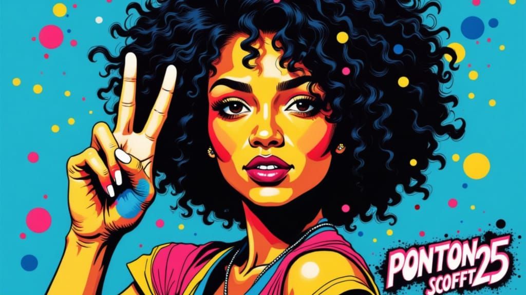 Vibrant Pop Art Portrait of a Young Dominican Woman in a Pea...