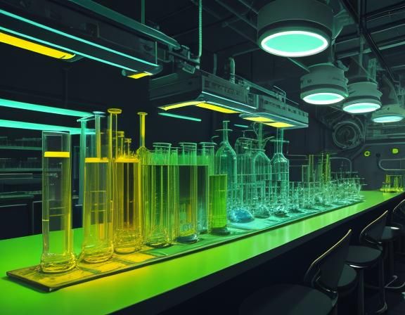 Busy Sci-Fi Laboratory with Scientists at Work