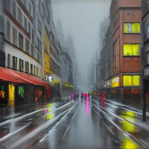 Grey Urban Landscape in Fauvist Style