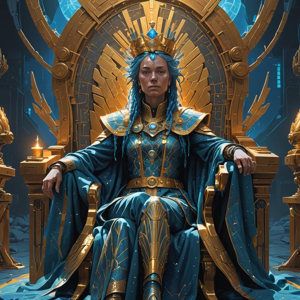 Arcturian Queen on Throne as Digital Painting