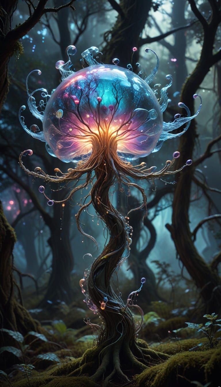 Ethereal Creature in Dreamlike Flora