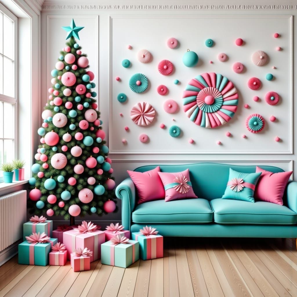Candyland Christmas Living Room Illustration