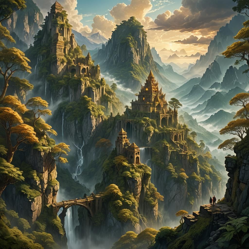 Majestic Mountain Rises Above Misty Forest