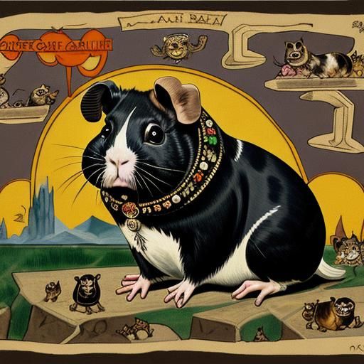 Surreal Guinea Pig Rock Star Portrait