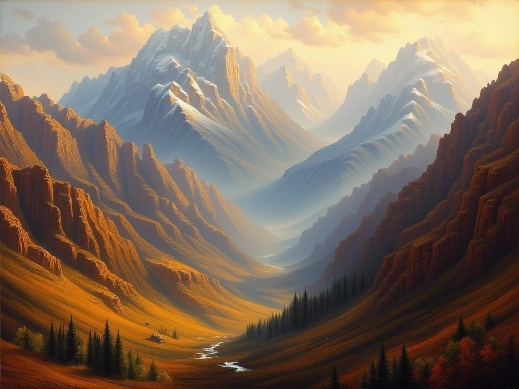 Epic Mountain Landscape in Romantic Style