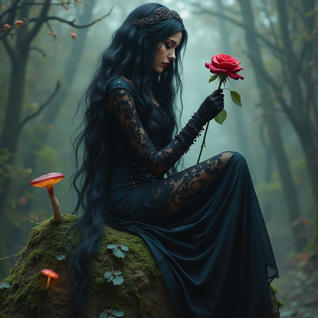 Regal Octopus Siren in Victorian Gothic Attire