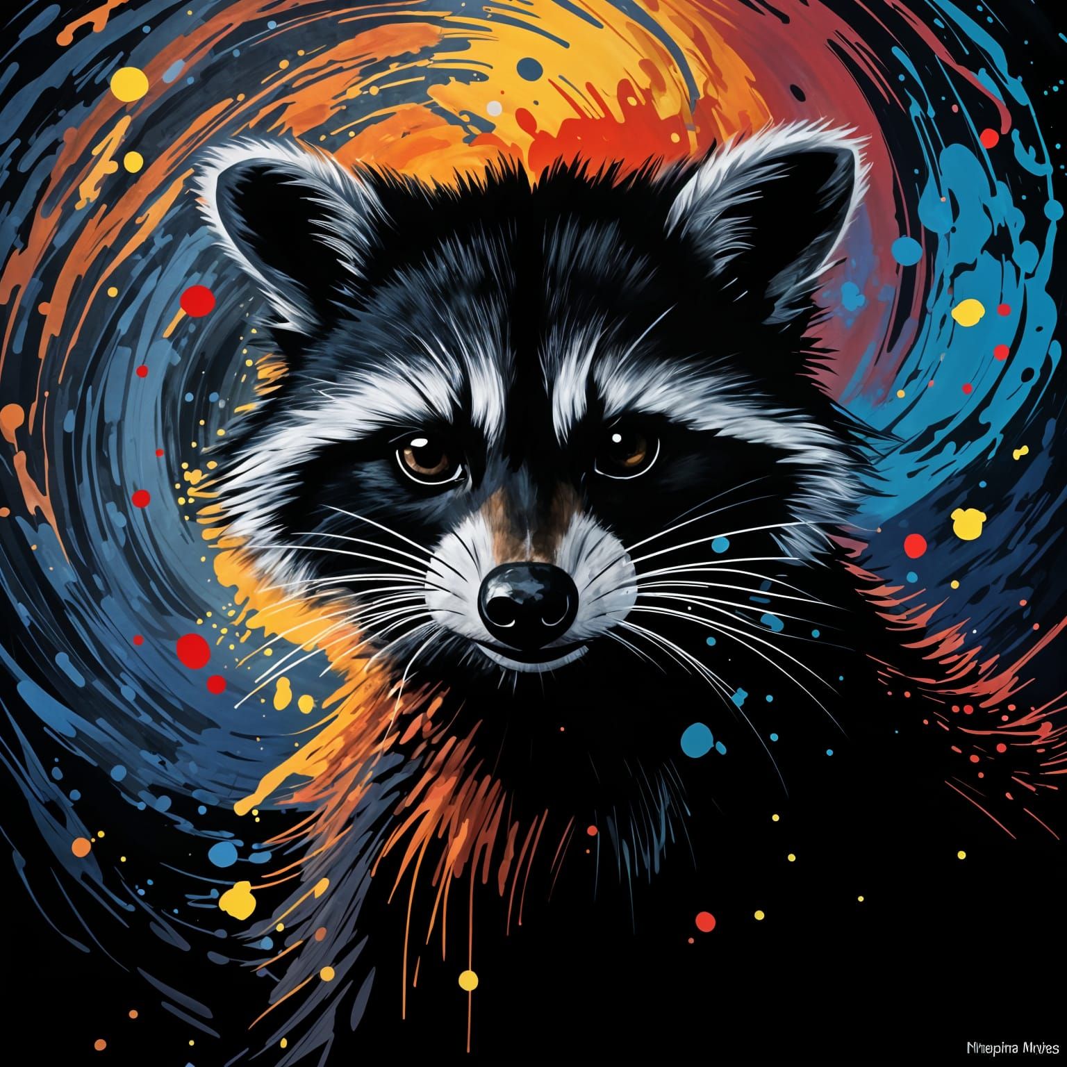 Surreal Shadow Figure Unveiled Against Vibrant Swirling Back...