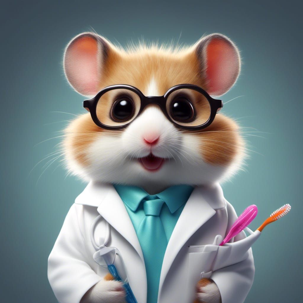 Cute Hamster Dentist in Abstract Art Style