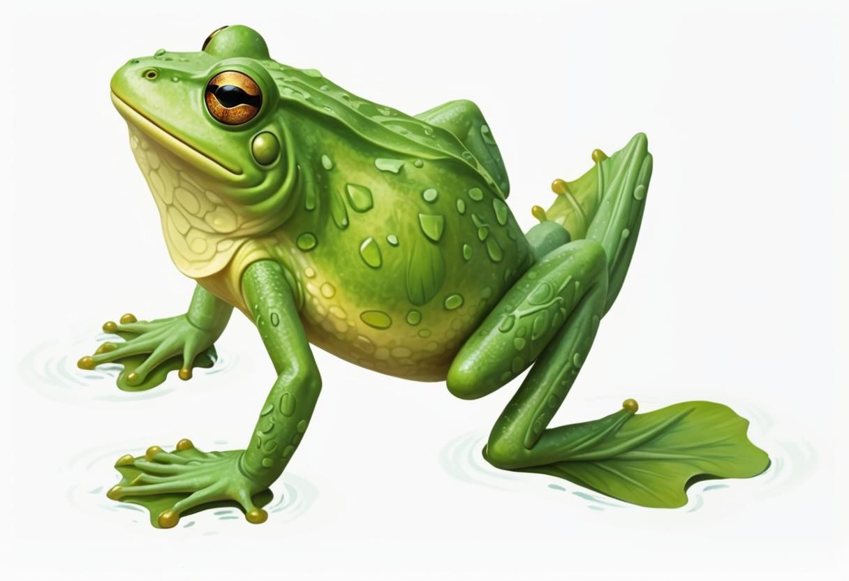 Green Frog on Lily Pad in Misty Pond