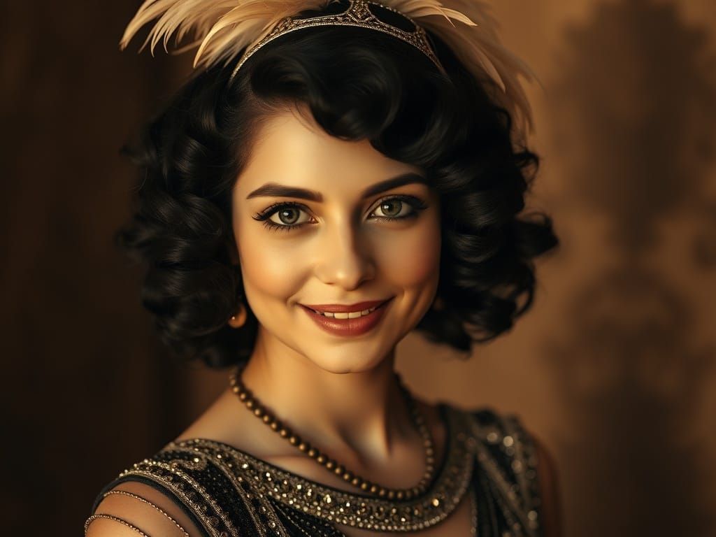 1920s Silent Film Star in Sepia Tones