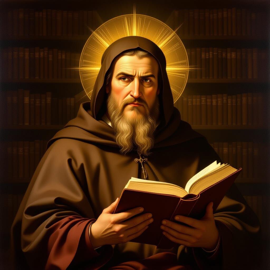 Thomas Aquinas Portrait in Renaissance Oil Painting Style