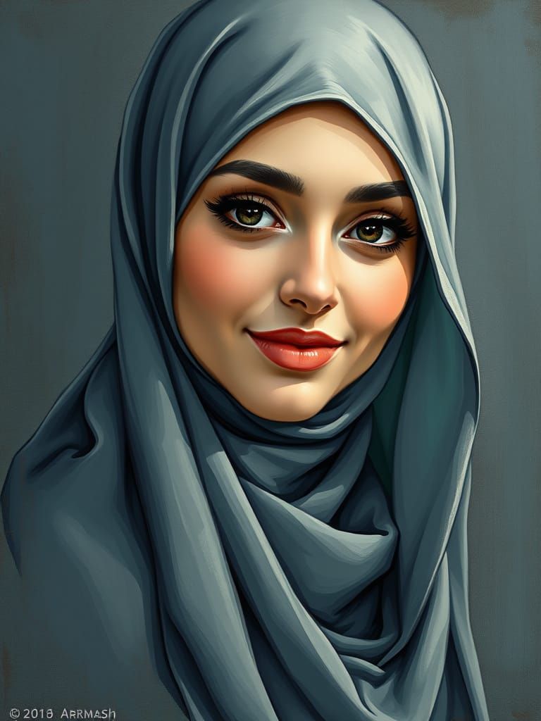 Elegant Hijabi Woman Portrait in Soft Realism